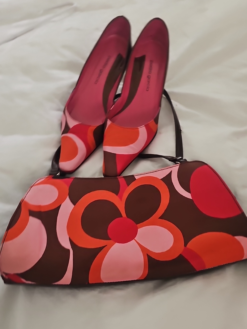 Pedro Garcia Brown Floral Clutch & Shoes